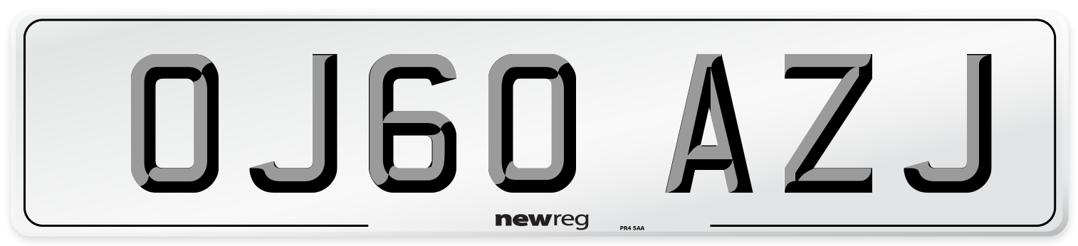 OJ60 AZJ Number Plate from New Reg